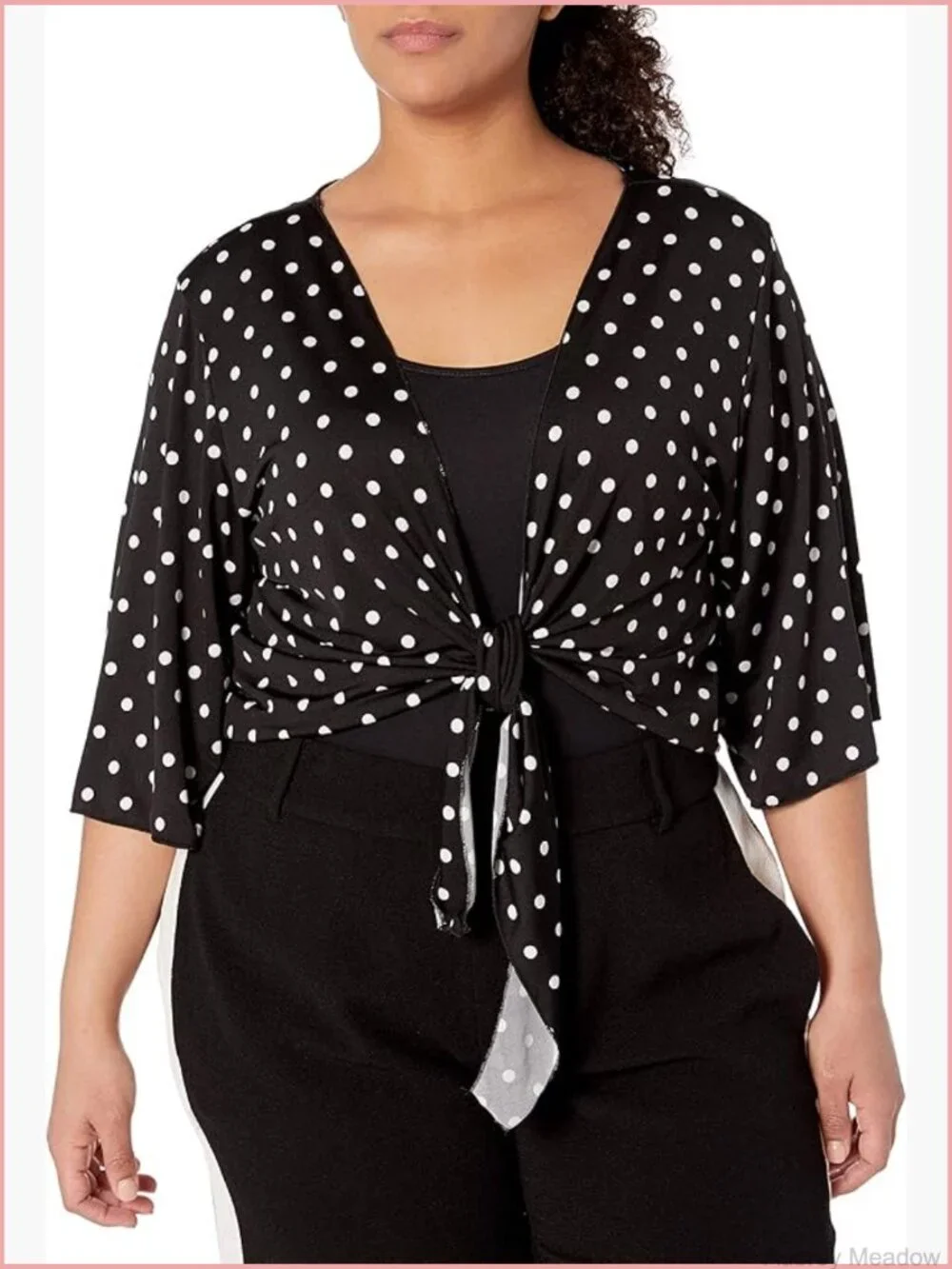 Tie Front 3/4 Bell Sleeve Shrug Sweater Loose Fit Knit